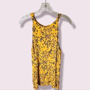 Torrid Tank Butterfly Floral Pattern Size 00 Mustard Yellow